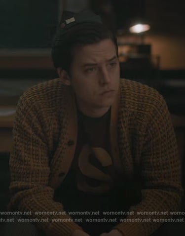 Jughead's mustard knit cardigan on Riverdale