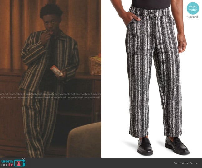 Jungles Minimal Workwear Stripe Bouclé Pants worn by Kevin Williams (Alex R. Hibbert) on The Chi