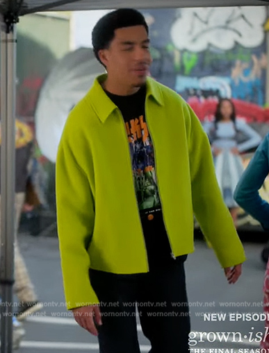 Junior's lime green jacket on Grown-ish