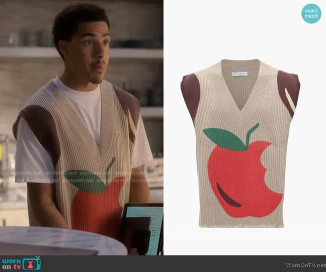 Junior’s red apple knit vest on Grown-ish