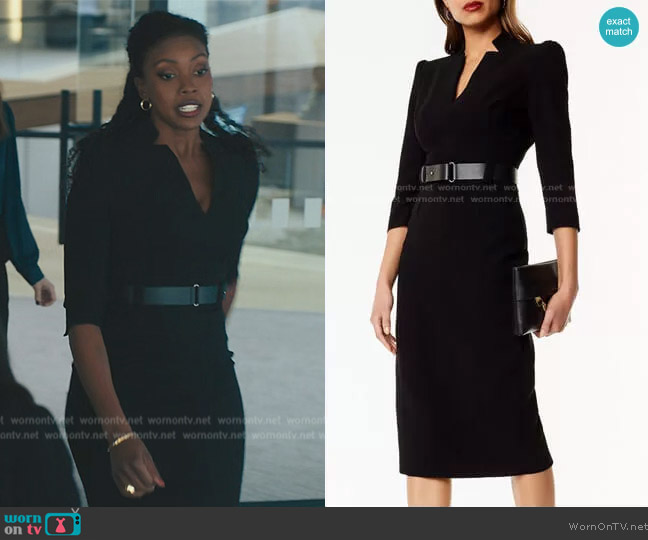 WornOnTV: Kate’s black belted dress on Billions | Condola Rashad ...
