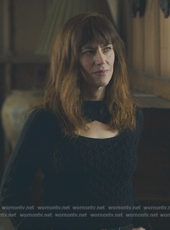 Wendy's black cable knit cutout sweater on Billions