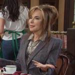 Kate’s grey plaid blazer and pants on Days of our Lives