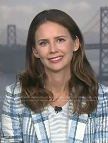 Kate Rooney’s blue and white plaid blazer on NBC News Daily