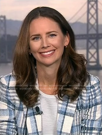 Kate Rooney’s blue and white plaid blazer on NBC News Daily