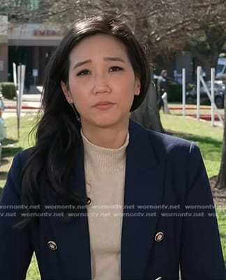Kathy Park's navy double breasted blazer on NBC News Daily
