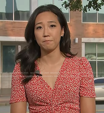 Kathy Park’s red print twist front dress on Today