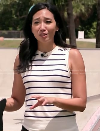 Kathy Park’s white striped sleeveless top on Today