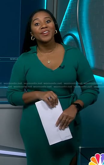 Kay Angrum's green collared knit dress on NBC News Daily