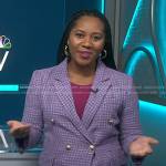 Kay Angrum’s purple plaid tweed blazer on NBC News Daily