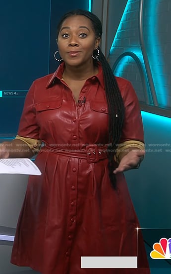 Kay Angrum’s red leather shirtdress on NBC News Daily