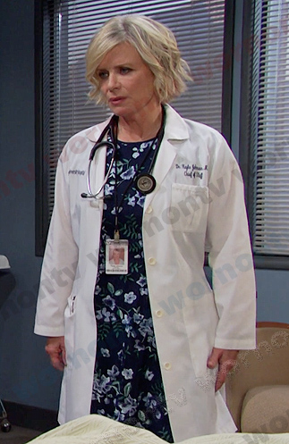 Kayla's navy floral dress on Days of our Lives