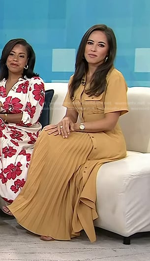 Kaylee’s beige pleated dress on Today