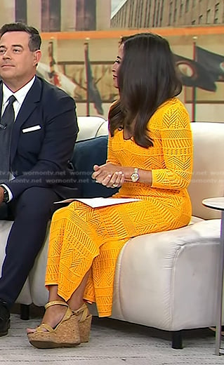 Kaylee’s orange pointelle knit dress on Today