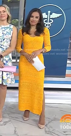 Kaylee's orange pointelle knit dress on Today