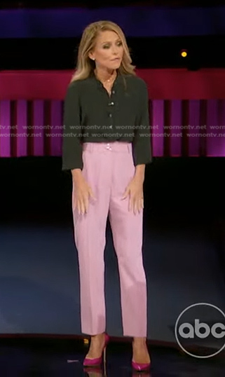 Kelly's black blouse and pink pants on Generation Gap