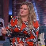 Kelly’s red printed dress on The Kelly Clarkson Show