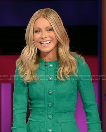 Kelly's green button front tweed dress on Generation Gap