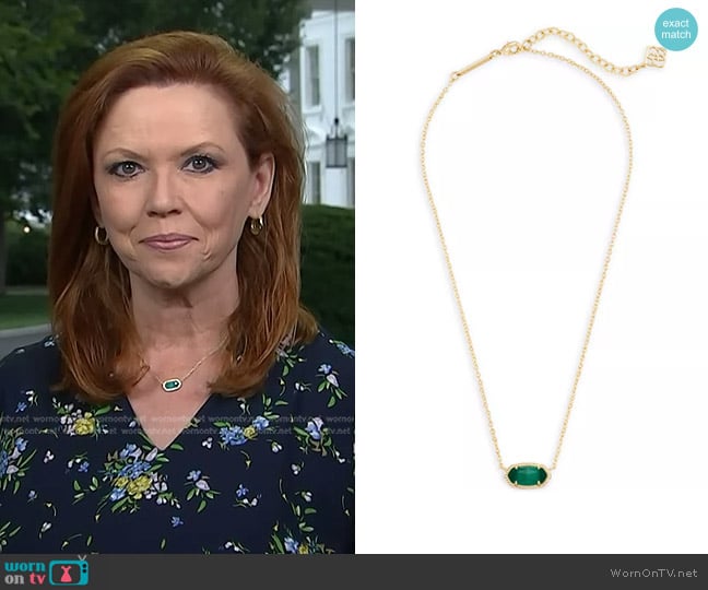 Kendra Scott Elisa Birthstone Crystal Necklace in Emerald Cat's Eye worn by Kelly O’Donnell on Today