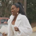 Kenya’s white fur trench coat on The Real Housewives of Atlanta