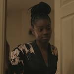 Kiesha’s black floral print robe on The Chi