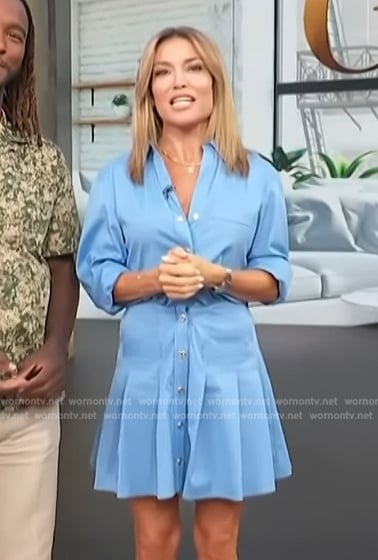 Kit’s blue mini shirtdress on Access Hollywood