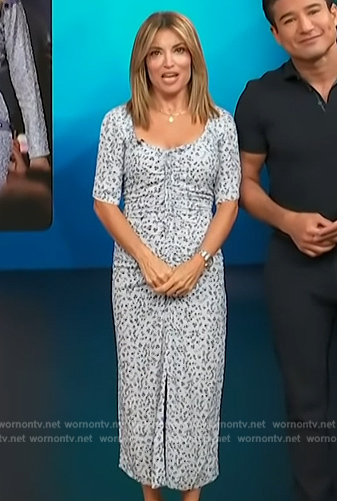Kit's floral print ruched front dress on Access Hollywood