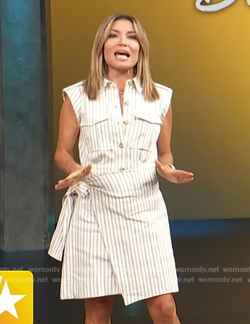 Kit’s white striped side tie dress on Access Hollywood