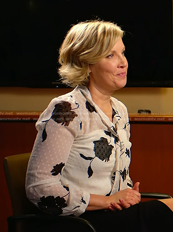 Kristen Dahlgren’s white floral tie neck blouse on Today