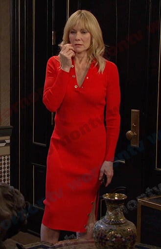 Kristen's red ribbed polo dress on Days of our Lives