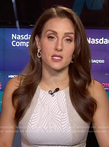 Kristina Partsinevelos's beige sleeveless dress on NBC News Daily