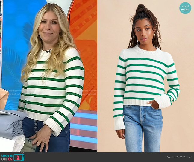 WornOnTV: Louis's green striped sweater on Live with Kelly and Ryan