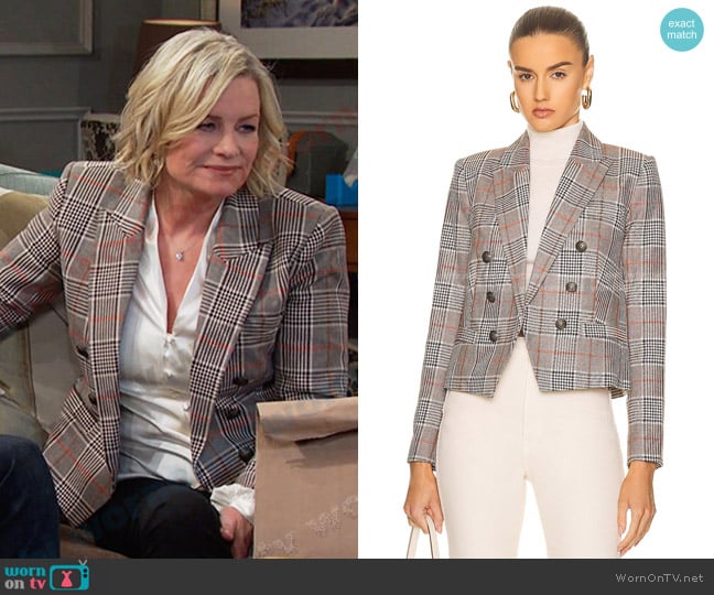 L'Agence Brooke Double Breasted Crop Blazer worn by Kayla Brady (Mary Beth Evans) on Days of our Lives