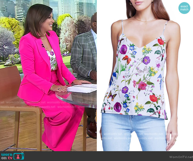 L'Agence Jane Floral Silk Tank worn by Chloe Melas on Today