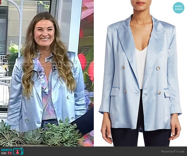 L'Agence Taryn Striped Silk Blazer in Sky Blue worn by Christina Stembel on Today