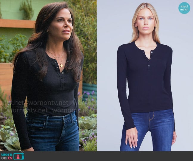 L'Agence Faith Tee in Black worn by Lisa Trammell (Lana Parrilla) on The Lincoln Lawyer