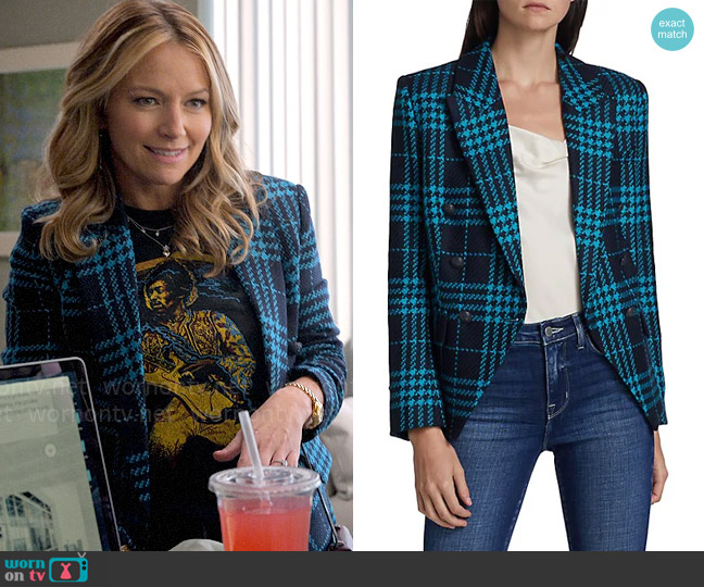 L'Agence Kenzie Blazer in Midnight Plaid Multi worn by Lorna Crane (Becki Newton) on The Lincoln Lawyer