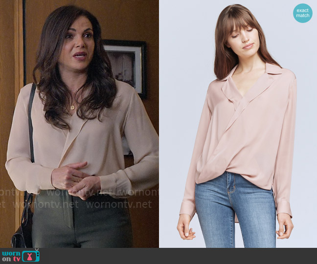 L'Agence Rita Blouse in Blush worn by Lisa Trammell (Lana Parrilla) on The Lincoln Lawyer