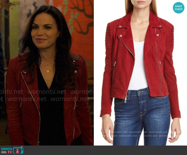 L'Agence Ryder Suede Moto Jacket worn by Lisa Trammell (Lana Parrilla) on The Lincoln Lawyer