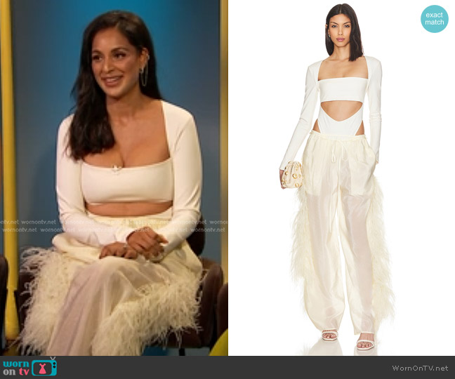 Lapointe Stretch Bandeau Bodysuit and Cupro Drawstring Pant worn by Jessel Taank on E! News