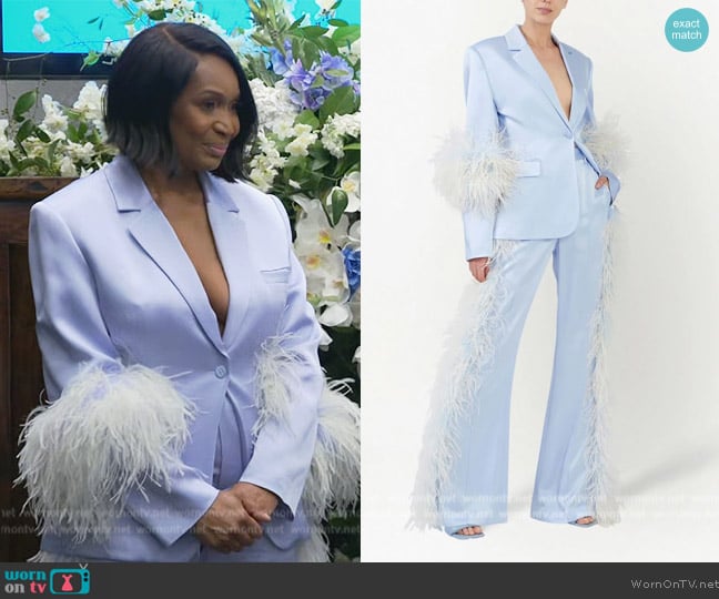 Lapointe Ostrich-feather Satin Blazer worn by Marlo Hampton on The Real Housewives of Atlanta