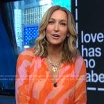 Lara’s pink and orange printed blouse on Good Morning America