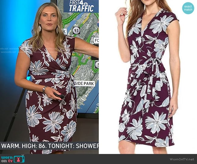 Lark & Ro Floral Print Wrap Dress worn by Emily West on Today