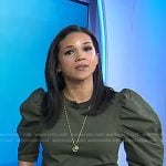 Laura Jarrett’s green ruched puff sleeve top on Today