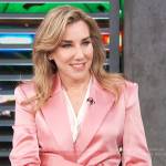 Laura Gassner Otting’s pink satin blazer and pants on Access Hollywood