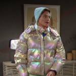 Leo’s metallic down jacket and green pants on Days of our Lives