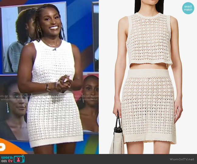 Leset Lucy Top and Skirt in Cream worn by Issa Rae on Good Morning America