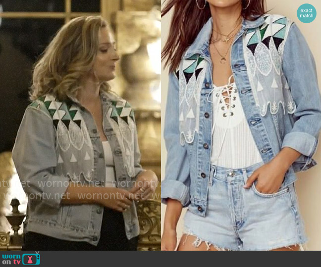 Levis Embellished Denim Jacket worn by Christina Ruffini on CBS Mornings