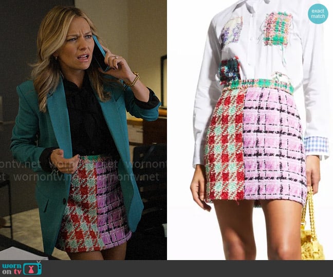 Libertine Mixed Check Boucle Mini Skirt worn by Lorna Crane (Becki Newton) on The Lincoln Lawyer