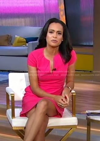 Linsey's pink v-neck dress on Good Morning America